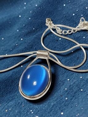 Source Unknown Blue Gemstone Pendant Necklace - Silver